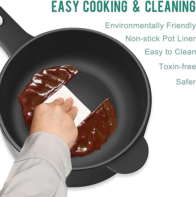 Dezin Electric Cooker, 2L Non-Stick Sauté Pan, Rapid Noodles Cooker, Mini Pot for Steak, Egg, Fried Rice, Ramen, Oatmeal, Soup with Power Adjustment, College Dorm Room Essential(Egg Rack Included)