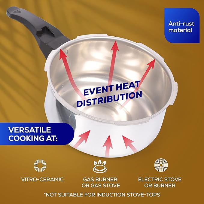 Universal (3.7 Quart / 3.5 Liter) Small Anti-Rust Ultra Pressure Cooker, Aluminum Pressure Cooker for 4 Servings, Even Heat Distribution, Diameter 9.4 inches, Height 7 inches