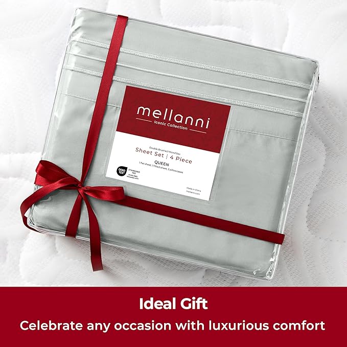 Mellanni Twin XL Sheets Set - 3 PC Iconic Collection Bedding - Hotel Luxury, Extra Soft, Cooling Bed Sheets - Wrinkle, Fade, Stain Resistant (Twin Extra Long, Spa Mint)