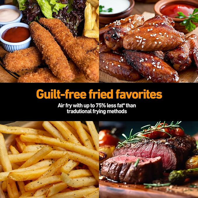 Panana XL 9.5 Quart 8 Preset Cooking Functions 2-Basket Air Fryer with 2 Frying Baskets, Match Cook & Smart Finish to Bake, Roast, Reheat, Broil, Dehydrate & More for Quick, Easy Meals