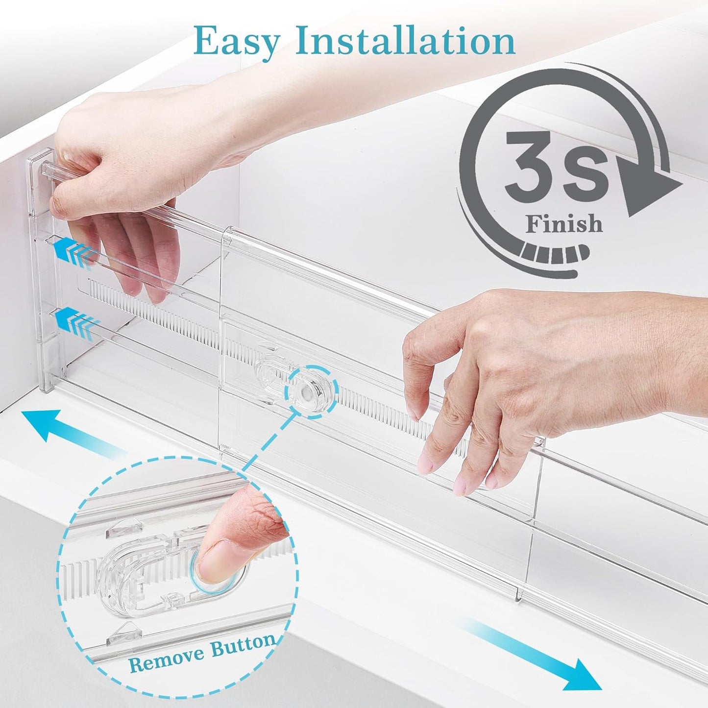Vtopmart 4 Pack 6" Tall Upgrade Drawer Dividers for Big and Deep Drawer, 12.8"-22.3" Adjustable Expandable Dresser Drawer Organizer, Clear Plastic Separators for Dresser, Baby Supplies, Kitchenware