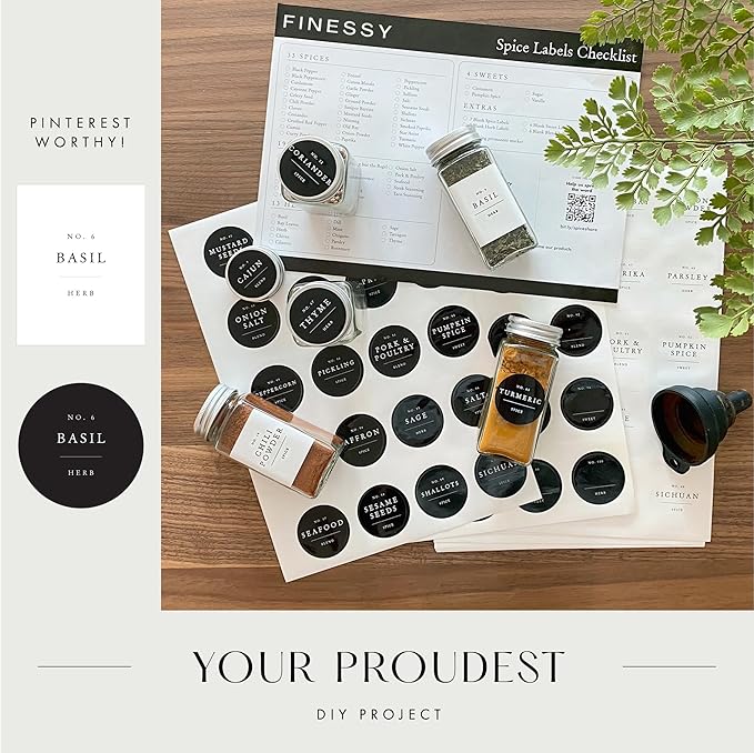 Glass Spice Jars with Labels with Metal Lids and Shakers Farmhouse 36 Pack Set, 4oz Small Clear Empty Spice Bottles Seasoning Containers with Label Organizer Square Herb Seasoning Jars for Kitchen