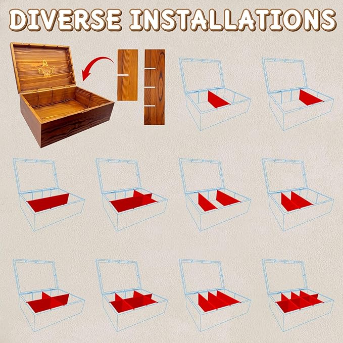 Hand-Carved Acacia Wooden Tea Box Organizer Storage Box, 8 Compartments Multi-Use Tea Bag Holder, Large Capacity for 80+ Tea Bag Storage, with Exquisite Patterns Tea Organizers and Storage