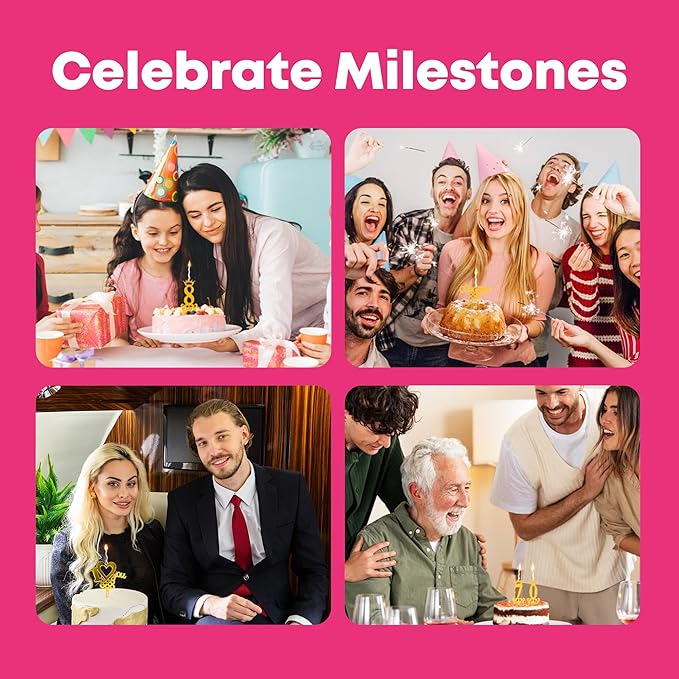 Congrats Reusable Gold Cake Candle - Luxury Cake Topper Candle for Birthdays, Weddings & Anniversaries - Reusable Food Safe Acrylic, Shiny Mirror Finish - Happy Birthday Cake Topper Decor