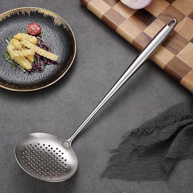 Kitchen Skimmer - Slotted Spoon for Straining, Stainless Steel Spider Strainer Skimmer Ladle for Cooking and Frying, Kitchen Utensils Pasta Spoon