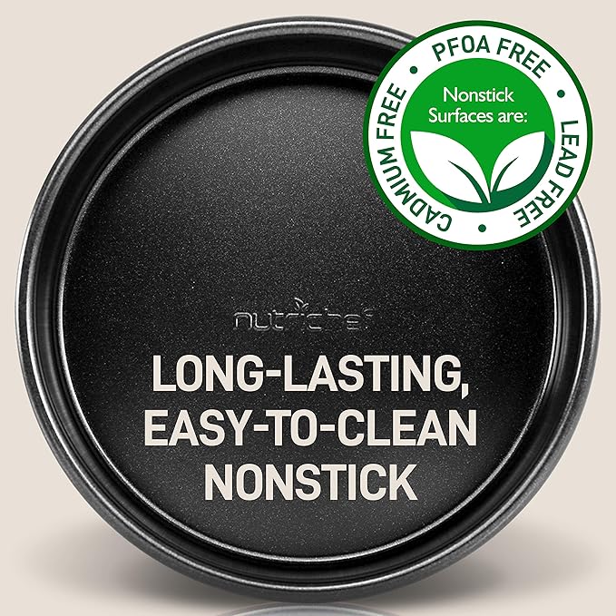 NutriChef Stackable Non-Stick Baking Pan Set – Carbon Steel Bakeware Set w/ Cookie Sheet, Muffin & Loaf Pan, Double Coated for Easy Release, Oven & Dishwasher Safe, Resists Warping, – Easy to Clean