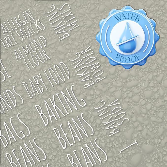 Hygge & Sage Pantry Labels for Containers Preprinted - 180 Waterproof Labels, Durable, Removable Kitchen Stickers, Clear with White Print. Perfect for use on Basket Labels, Pantry, and Refrigerator.