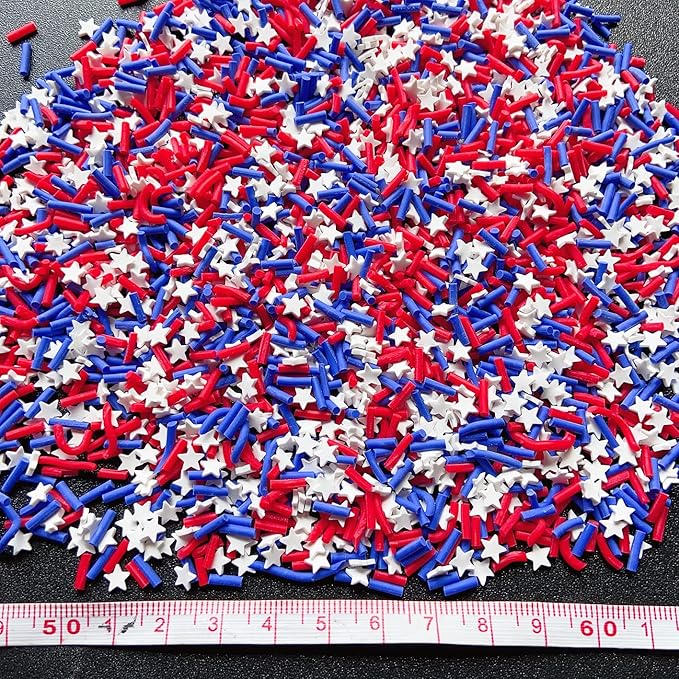 EHOPE Fake Sprinkles Resin Sprinkles Fake Candy Sprinkles Clay Sprinkles Polymer Sprinkles Polymer Clay Slices for Nail Art DIY Crafts Cake Phone Case(40G-Blue Sugar granules+ Stars-16)