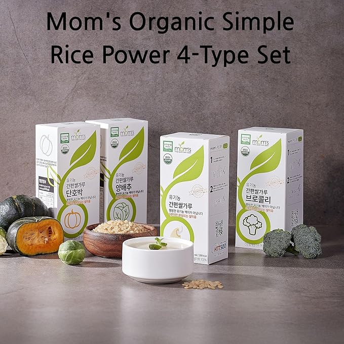 mom's Organic Simple Rice Powder Korean Rice Flour for Soup, Congee (Rice + Cabbage) 15g*5stick/box