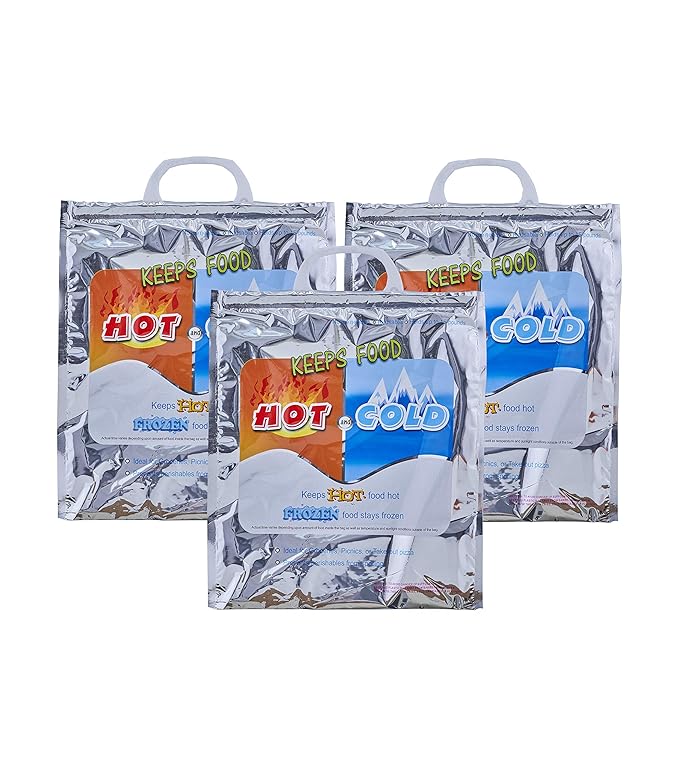 Superio Hot and Cold Insulated Bags for Food Delivery, Grocery Shopping Bags, Food Storage for Hot and Frozen Food for Travel, Disposable Cooler Bag, Reinforced Thermal Lunch Bag (3, 12"x13.5")