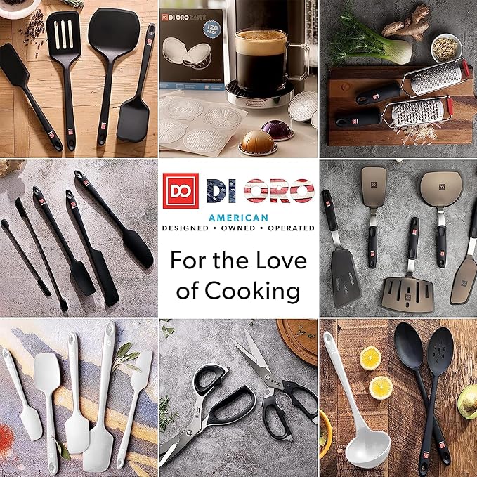 DI ORO Silicone Spatula Set - Rubber Kitchen Spatulas for Baking, Cooking, & Mixing - 600°F Heat-Resistant & BPA Free Silicone Scraper Spatulas for Nonstick Cookware - Dishwasher Safe (5pc, Stone)