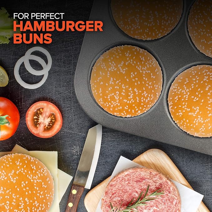 EXULTIMATE Muffin Top Pan Professional Pansuffin Pan Non Stick 12 Cavity Baking Moon Pie Whoopie Pie Hamburger Bun