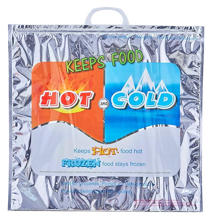 Superio Hot and Cold Insulated Bags for Food Delivery, Grocery Shopping Bags, Food Storage for Hot and Frozen Food for Travel, Disposable Cooler Bag, Reinforced Thermal Lunch Bag (6, 20" x 19")