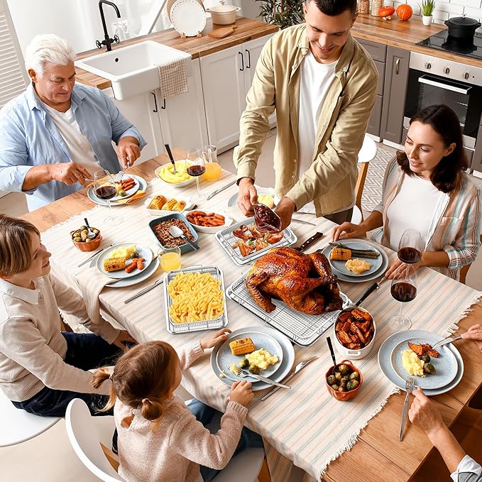 Air Fryer Basket for Oven, 3 Set Stainless Steel Oven Air Fryer Basket and Tray with 90 PCS Parchment Papers, OPENICE Air Fryer Pans and Crisper Tray - 18.7" x 12.8", 15.6" × 11.6" & 12.8" × 9.6"