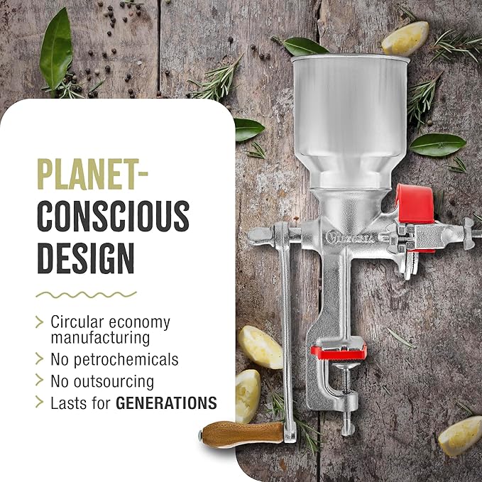 Victoria Manual Cast Iron Grain Mill with High Hopper, Premium Corn-Grinding Mill and Grain Grinder, Made in Colombia