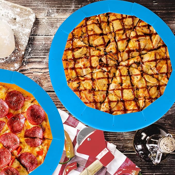 2 Pack Adjustable Pie Crust Shield Silicone Protectors - Bake Crust Protector Cover - Fit 8-11.4 Inch Pies (Blue)