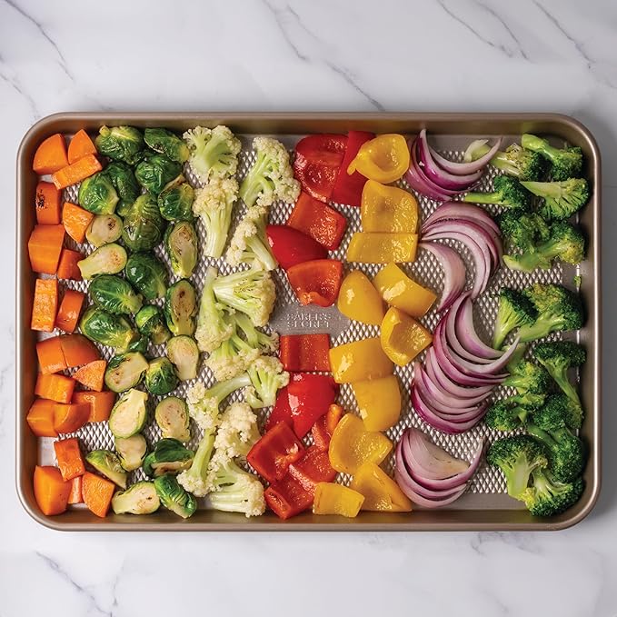 Baker's Secret Baking Sheet Pan Set, 3x Cookie Sheets for Oven, Diamond Texture Premium Air Flow, Set of 3 Baking Trays, Extra Thick 0.6mm with Diamond Base PFOA, PFOS, PTFE and PFAS free