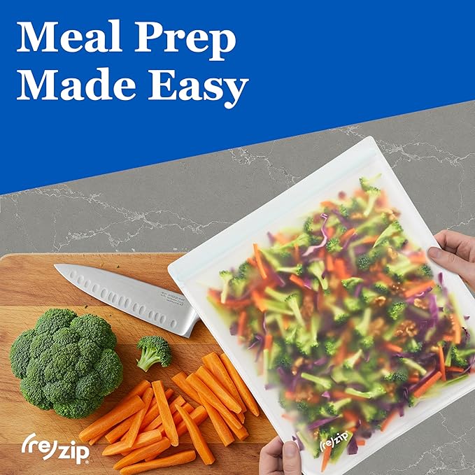 (re) zip 4 Gallon & 4 Half-Gallon Bags for Maximum Freshness | 8-Pack Food Storage Bag Kit | BPA-Free, Leakproof, Airtight, and Freezer-Safe PEVA | Ideal for Marinating and BBQ Prep