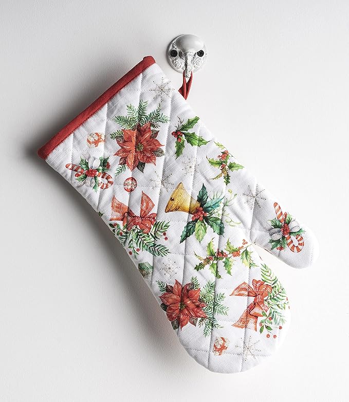 Maison d' Hermine Oven Gloves 100% Cotton Oven Mitt 7" x 13" with Loop Heat Resistant, BBQ, Cooking Gloves, Baking, Grilling, Kitchen, Handling Hot Pans (Pack of 1, Chromo)