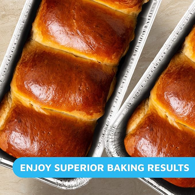 MontoPack Aluminum Disposable Loaf Pans | Deep Standard Size 8.5” x 4.5” Extra Thick Foil Bread Containers for Baking, Food Storage & Takeout | Eco-Friendly & Recyclable | Bulk 100-Pack 2 Pound Trays