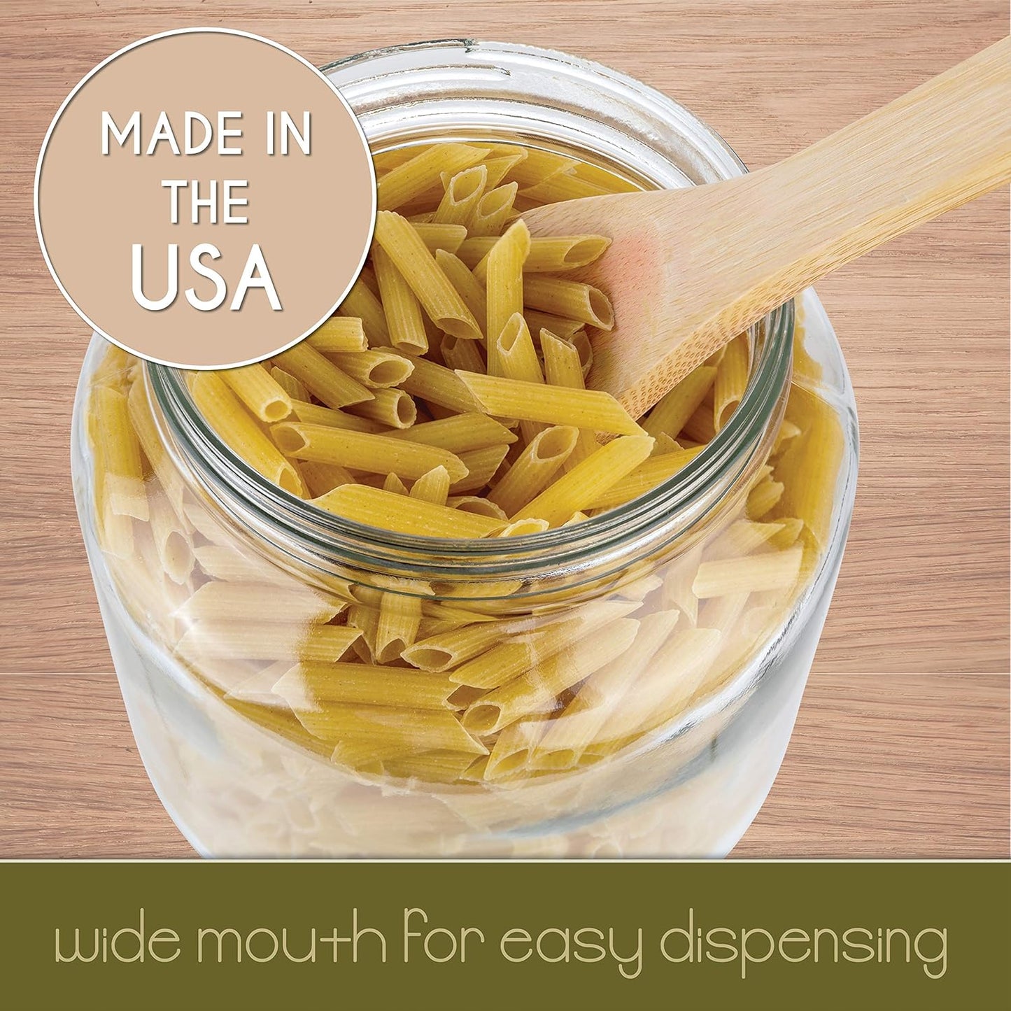 kitchentoolz 6 Pack of Glass Mason Jar Half Gallon Wide Mouth with Airtight Metal Lid - Safe for Fermenting Kombucha Kefir, Pickling, Storing and Canning Made in USA