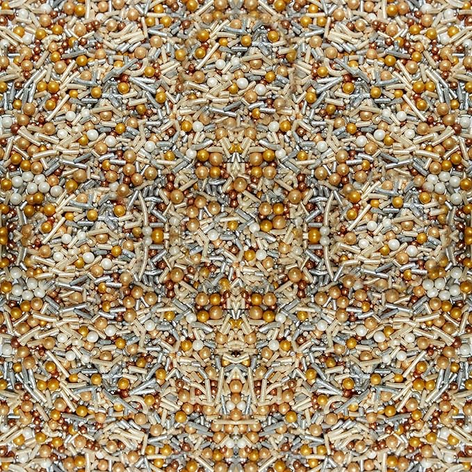 Confect Metallic Sprinkles Mix | Gold & Silver Cake Decorating Balls and Jimmies | Edible Baking Confetti for Cupcakes, Cookies & Desserts | Vegan, Gluten-Free, Soy-Free, Dairy-Free, Palm Oil-Free – 4.2 Oz