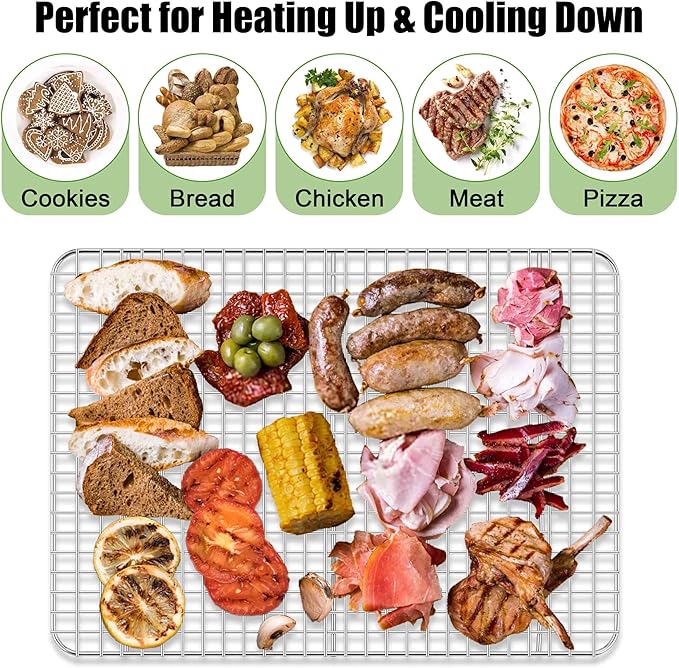 Homikit 2 Pack Cooling Racks, 16.5 x 11.5 Inch Stainless Steel Large Baking Rack Set for Cooking Roasting Grilling, Bacon Bread Pizza Oven Wire Racks Fit 18x13 Half Sheet, Heavy Duty & Dishwasher Safe