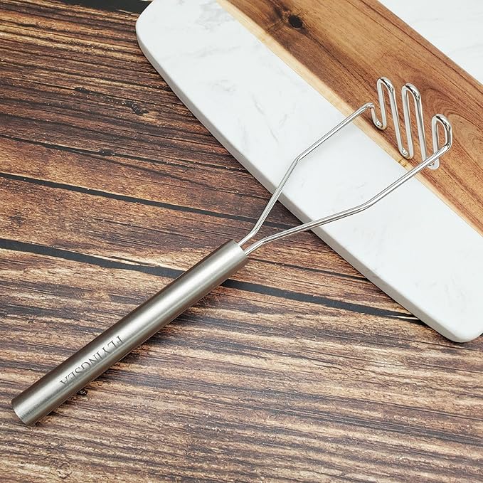 FLYINGSEA Potato Masher,Vegetable Masher,Small Masher,Professional 18-8 Stainless Steel Potato Masher.Cooking And Kitchen Tools.Ergonomic,Perfect for Mashed Potatoes,Vegetables,Beans,Dishwasher Safe