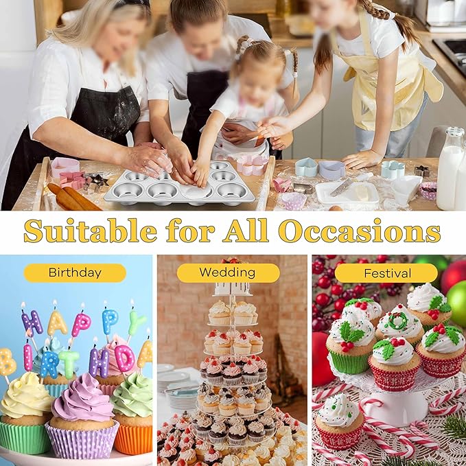 Homikit 1 Pack Muffin Pan, Stainless Steel Cupcake Tin with 12 Cups Regular Size, 13.8" x 10.4" Nonstick Metal Egg Bites Tray for Oven Baking, Non Toxic & Rust Free, Easy Release & Dishwasher Safe