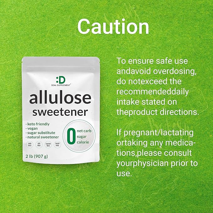 Allulose Sweetener 2 Pounds – Natural Sugar Subsitutes, No Aftertaste - Keto Friendly, Vegan, Zero Net Carb, Zero Calorie, Great for Cooking & Baking