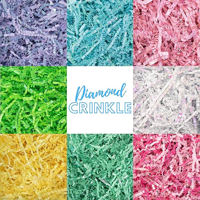 MagicWater Crinkle Cut Paper for Gift Baskets - 2LB - Diamond Strawberry - Perfect for Shredded Paper Filler, Basket Filler, Gift Boxes, Bridesmaid Gifts, Halloween Stuffers & More – For All Occasions
