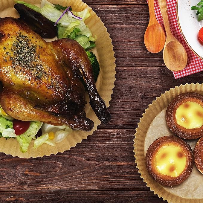 Air Fryer Disposable Paper Liners 100pcs 7.9 inch Square Parchment Paper Liner for Baking Roasting Fit 5-8 QT