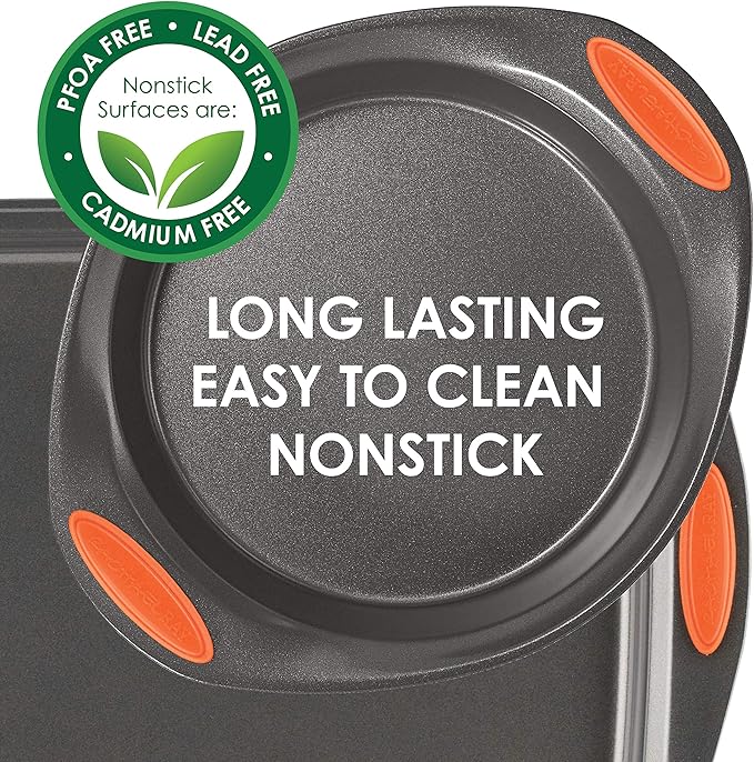 Rachael Ray Cucina Dishwasher Safe Hard Anodized Nonstick Cookware Pots and Pans Set, 12 Piece, Gray & Yum-o! Bakeware Oven Lovin' Nonstick Loaf Pan, 9-Inch by 5-Inch Steel Pan, Gray