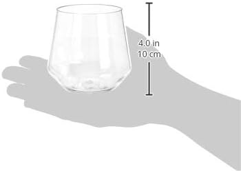 Amazon Basics Tritan Glasses, Dishwasher Safe, BPA-Free Plastic, Stemless Wine, Shatterproof, 14-oz, Clear, Set of 4
