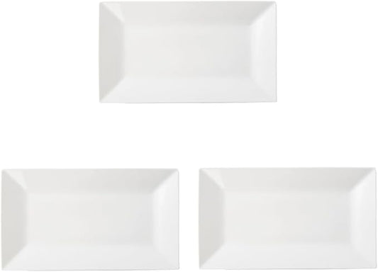 Porlien 12-inch White Porcelain Serving Platters for Party, Wedding and Entertaining, Rectangular Serving Plates Set of 3, Serving Tray for Dinner, Appetizers and Desserts