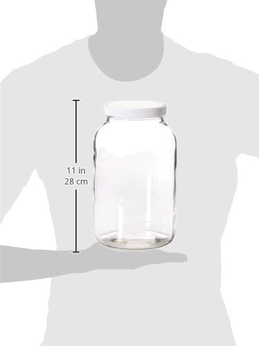 kitchentoolz 1 Gallon Glass Jar Wide Mouth with Airtight Foam Lined Plastic Lid - Large Mason Jar for Fermenting Kombucha Kefir - Storing and Canning (4)
