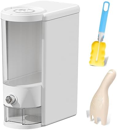 12 Lbs Rice Container with Measuring Cup, Upgraded Built-in Fresh Box, Cereal Dispenser Storage with Lids for Home Kitchen Pantry Rice Soybean Corn And large grain grains-White