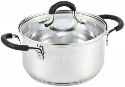 Cook N Home Stainless Steel Stock Pot with Lid 3 Quart, Cooking Sauce Pot Casserole Pan Saucier, Induction Compatible, Dishwasher Safe With Stay-Cool Handles, Silver