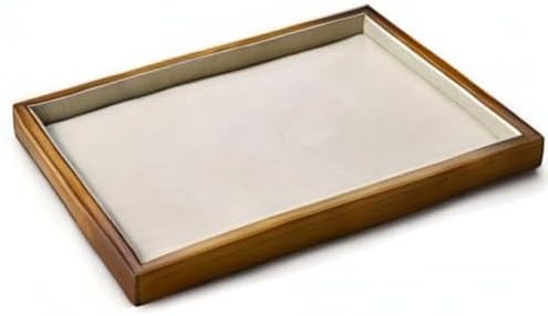 Oirlv Wood Flat Jewelry Tray Stackable Jewelry Drawer Organizer Showcase Jewelry Holder (Creamy-white flat tray)