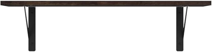 DINZI LVJ Wall Shelves, 23.6 x 7.9 x 6.1 Inch Floating Shelves for Wall, Easy-to-Install Wall Storage Ledges with Sturdy Metal Brackets for Living Room, Bathroom, Kitchen, Rustic Brown