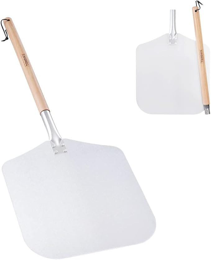 TDHDIKE Premium Aluminum Pizza Peel With Detachable Beech Handle, 12” x 32.5”, Convenient To Store, Good Helper For Baking, Homemade Pizza And Bread