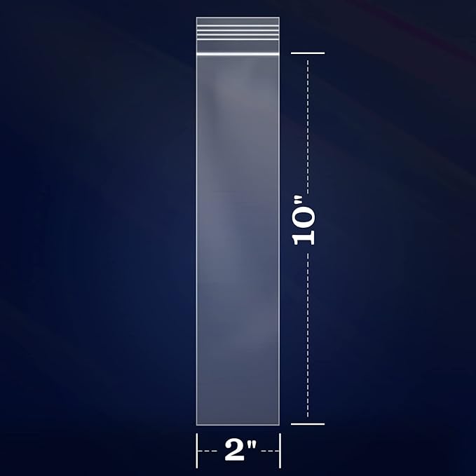 iMailer - 200 Pcs - 2" x 10" Incense Bags-Resealable Zip Bags for Snack, Necklaces, Jewelry, Packaging & Shipping