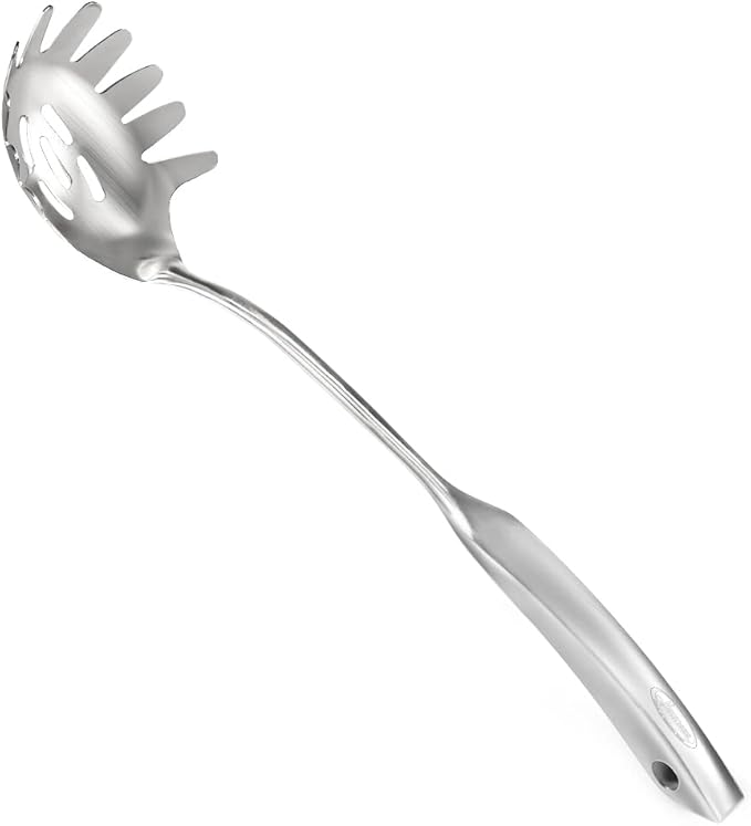 Spaghetti Server, [Rustproof, Integral Forming, Durable] Newness 304 Stainless Steel Pasta Fork with Vacuum Ergonomic Handle, Comfortable Grip Design Spaghetti Server for Kitchen, 14.33 Inches