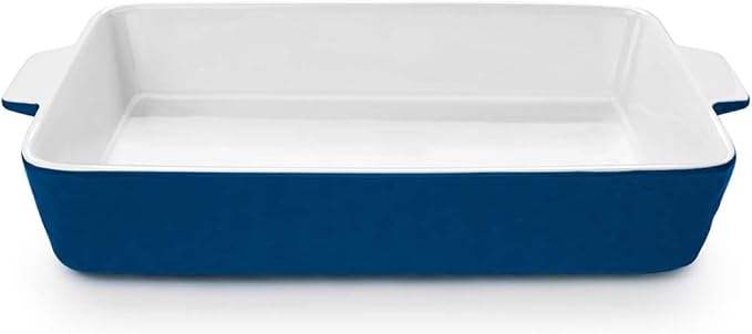 4 QT Baking Dish, Casserole Dishes for Oven, 9x13 Baking Pan with Handles, Lasagna Pan Deep, Ceramic Casserole Dish Oven Safe for Baking, Lasagna, Kitchen, Wedding Gift (Dark Blue)