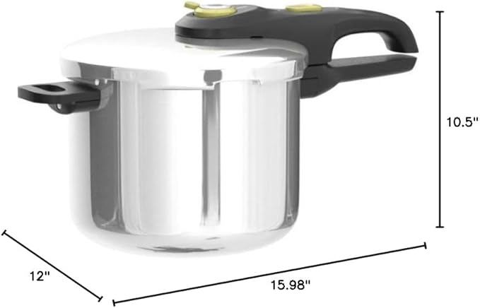 T-fal Ultimate Stainless Steel Pressure Cooker 6.3 Quart, Induction Compatible, Secure Locking Lid, Safe & Easy to Use, Cookware, Pots and Pans, Kitchen, Dishwasher Safe, Silver
