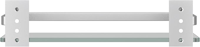 Danpoo Clear Tempered Glass Wall Shelf, Wall-Mounted Organizer for Bathroom, Kitchen(Matte Silver)