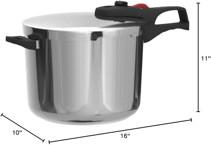 MAGEFESA Practika Plus 6.3-Quart Pressure Cooker – 18/10 Stainless Steel, Induction Compatible, 5-Layer Heat Diffuser Bottom, 5 Safety Systems, Even Heat Distribution