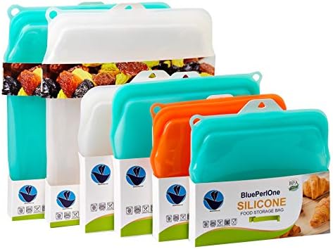2-XL 100% Silicone Reusable Storage Bags - Freezer, Eco-Friendly, Food-Grade, Leak-Proof Zipper - For Food Storage (Two-1/2 Gal / 8 Cups)