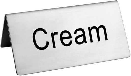 New Star Foodservice Stainless Steel Table Tent Sign (Silver (Cream), 3 x 1.5-Inch (Set of 2))