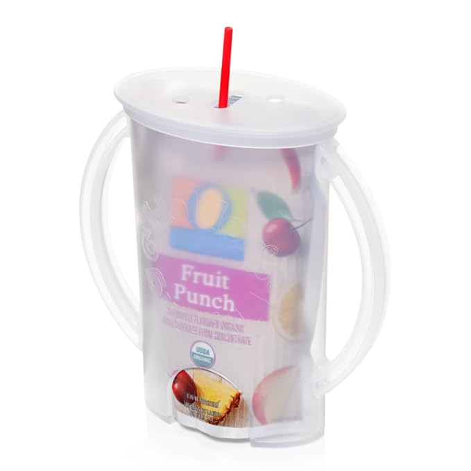 2-in-1 Baby Food Pouch & Juice Box Holder (2-pack) - No-Squeeze, Food-Safe Container with easy-grab Handles & Lid Fits GoGo, Capri Sun, Juice, Yogurt, & More